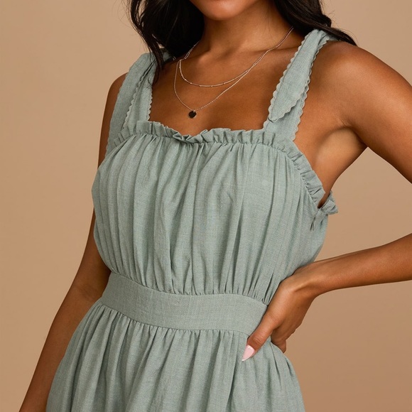 Summer in the Country Dusty Sage Ruffled Tie-Strap - Picture 5 of 5